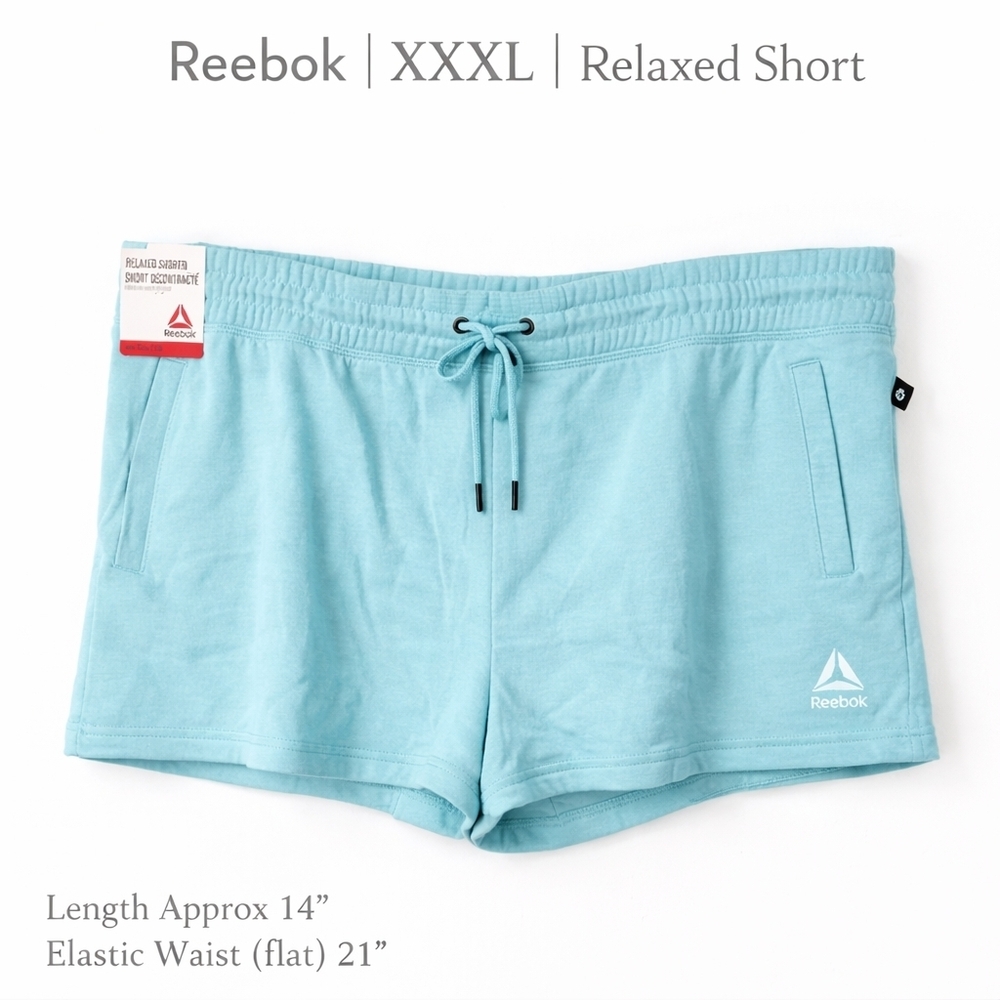 Reebok XXXL Plus Size Athleisure Shorts NWT Blue Relaxed Fit Drawstring Pockets